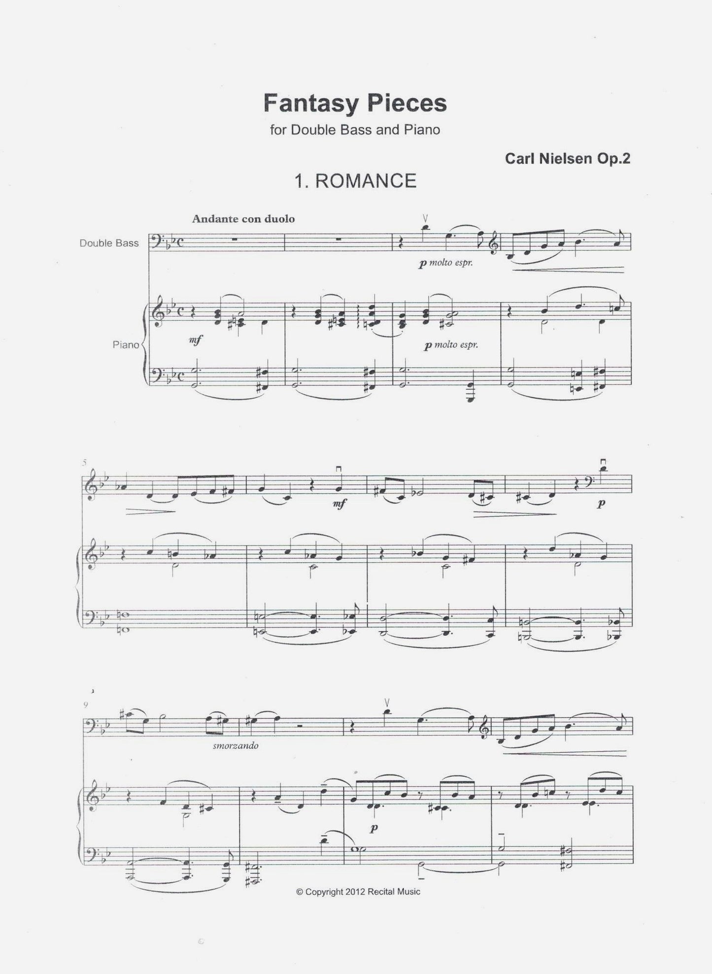 Carl Nielsen: Fantasy Pieces Op. 2 for double bass & piano (arr. David Heyes)