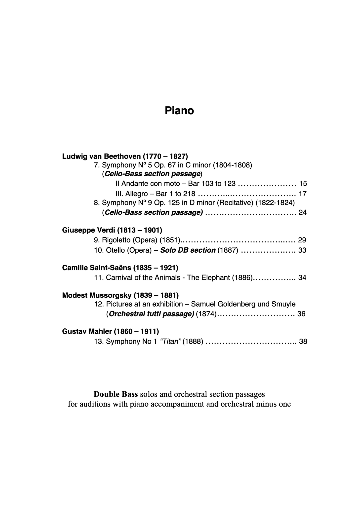 Orchestral and Solo Passages Volumes 1-4 with piano accompaniment