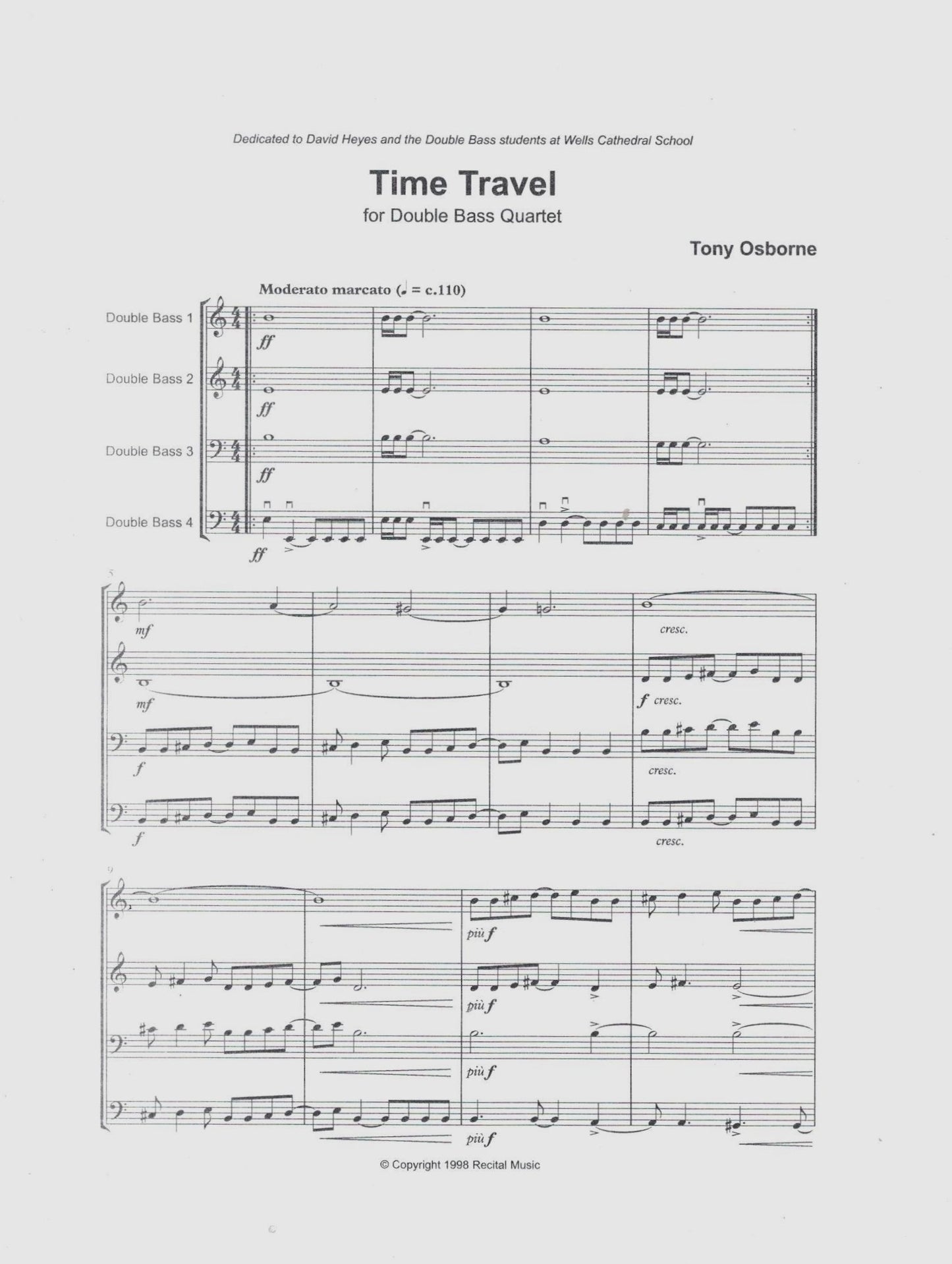 Tony Osborne: Basses Four Book 1 for double bass quartet