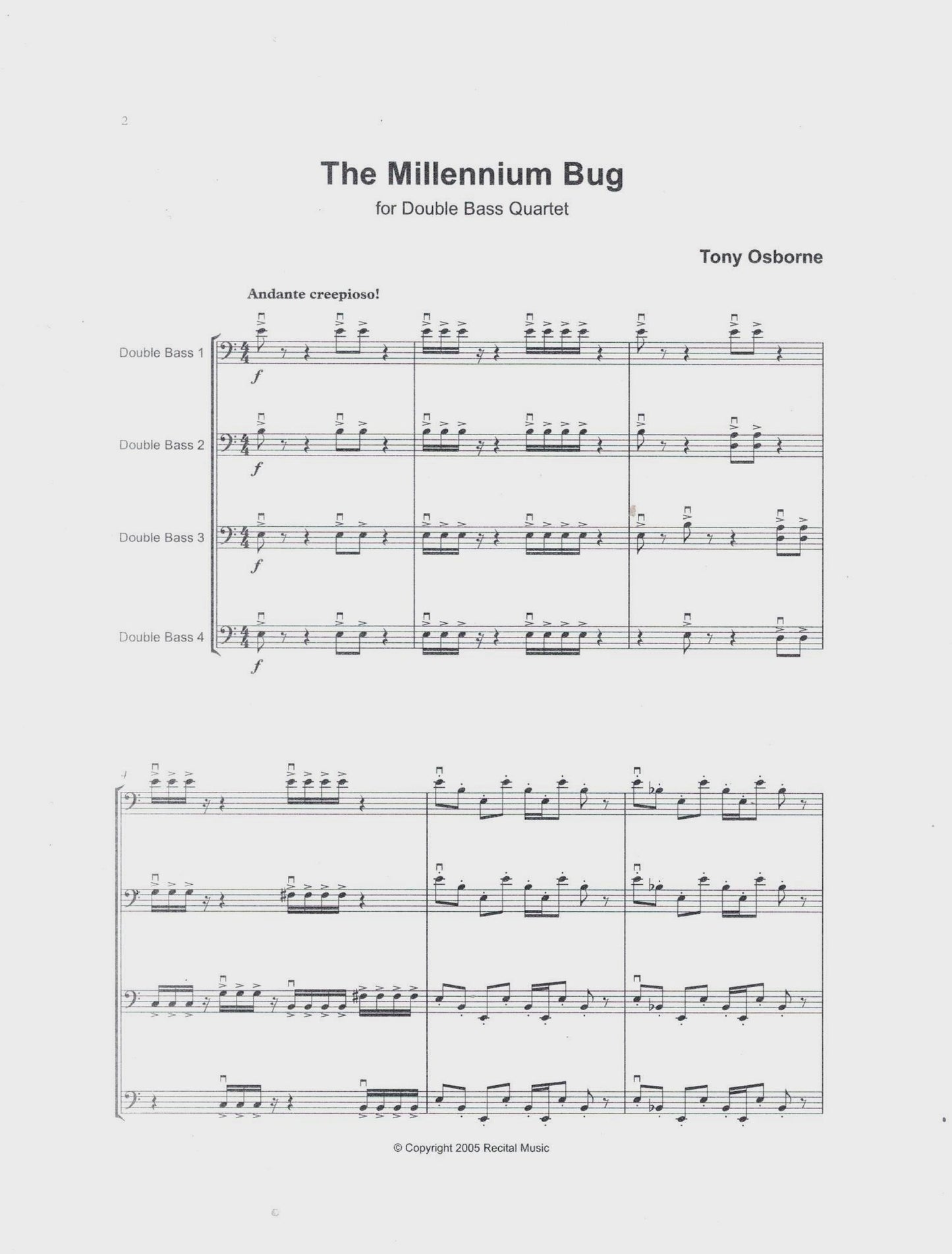 Tony Osborne: Basses Four Book 1 for double bass quartet