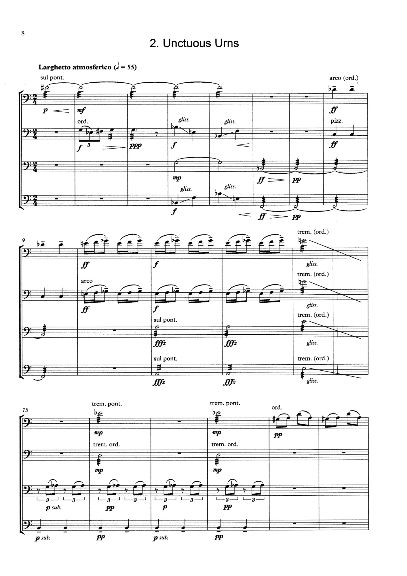 P. Kellach Waddle: Things You Might See in Cemeteries for double bass quartet