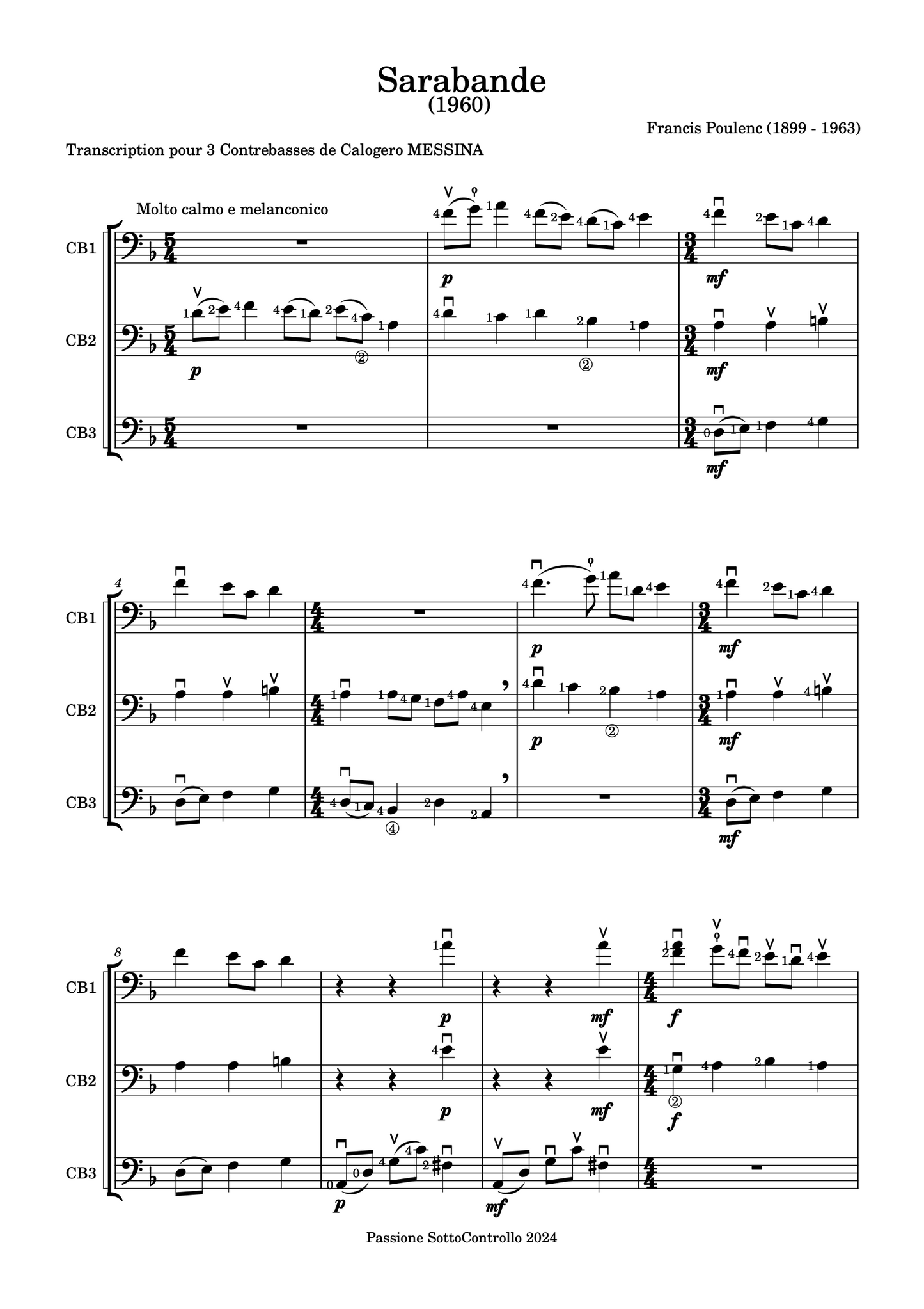 Poulenc: Sarabande, for 3 double basses (arr. Messina)