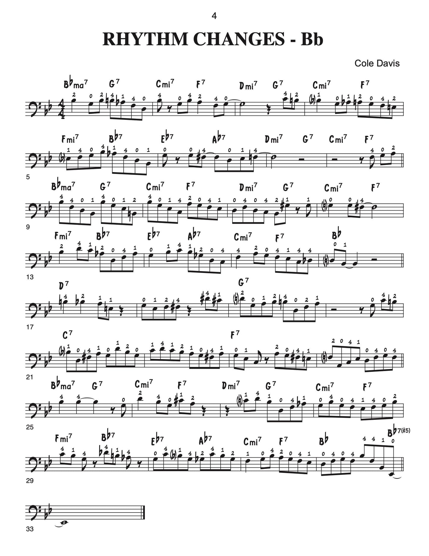 Cole Davis: Rhythm Changes In All 12 Keys (bass clef edition)