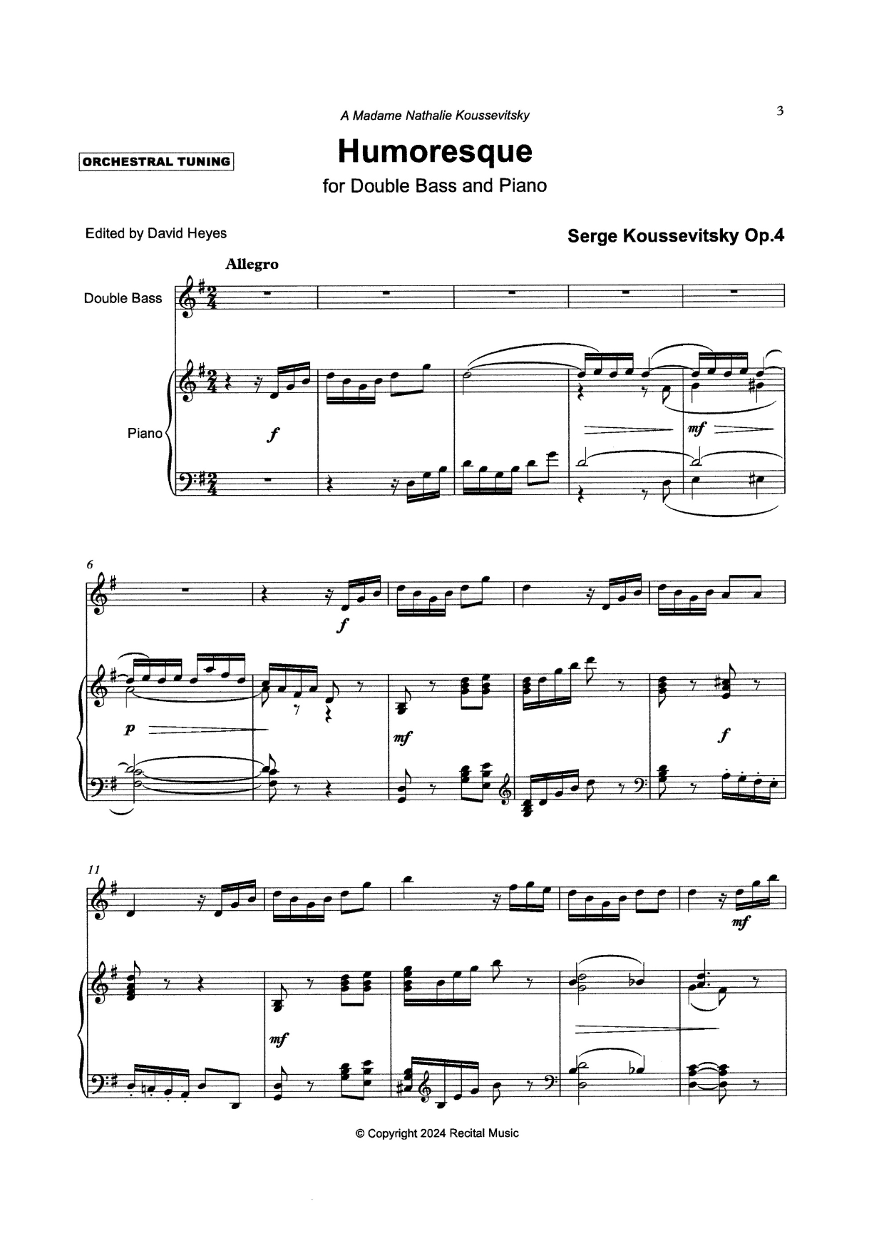 Serge Koussevitsky: Two Salon Pieces for double bass & piano (Op. 2 & 4)