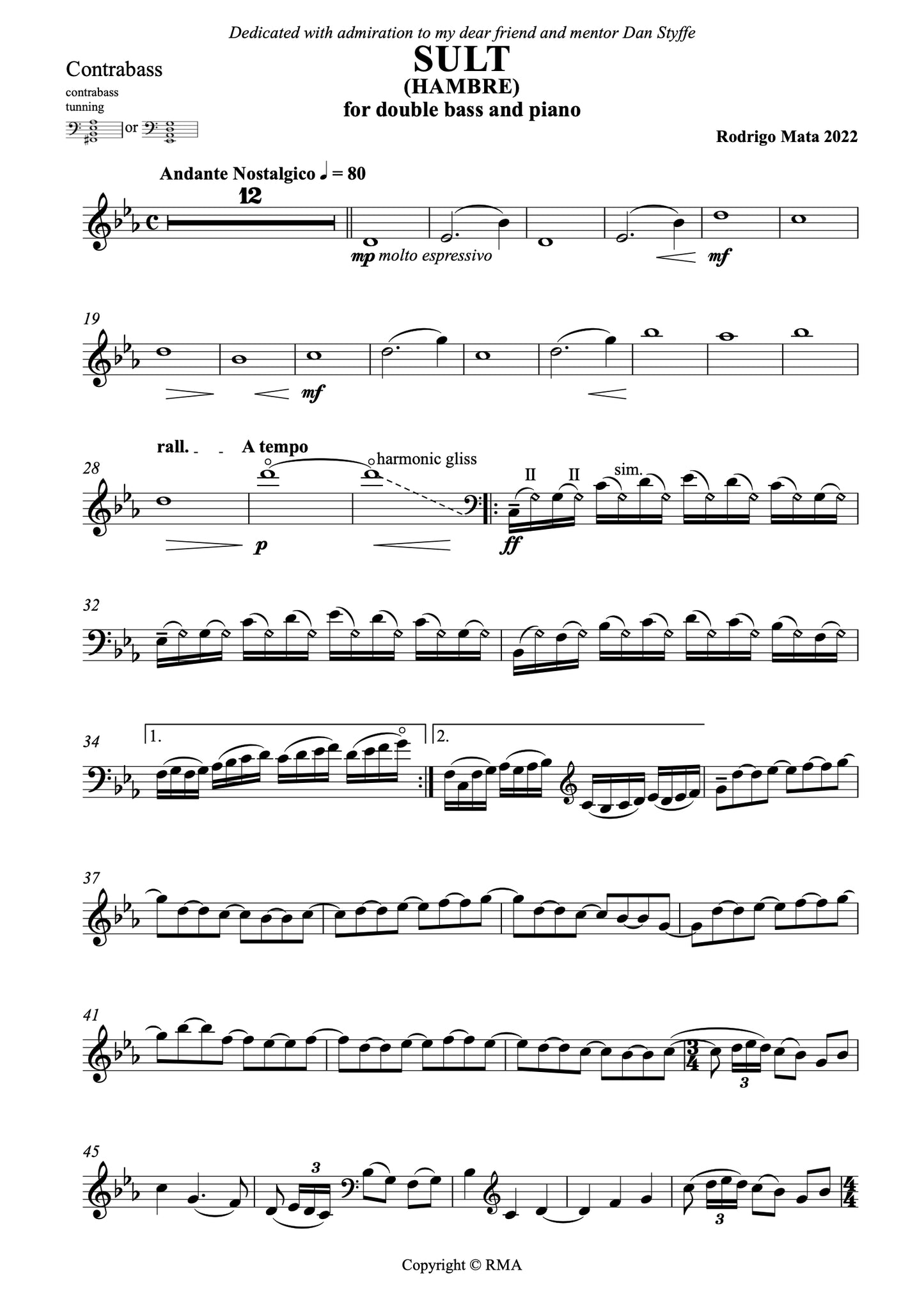 Rodrigo Mata: SULT for double bass and piano
