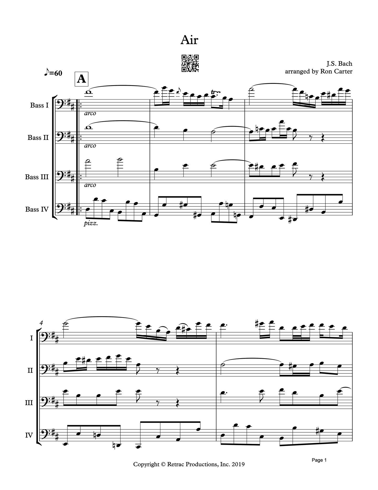 Ron Carter Meets Bach Vol. 2 for double bass quartet