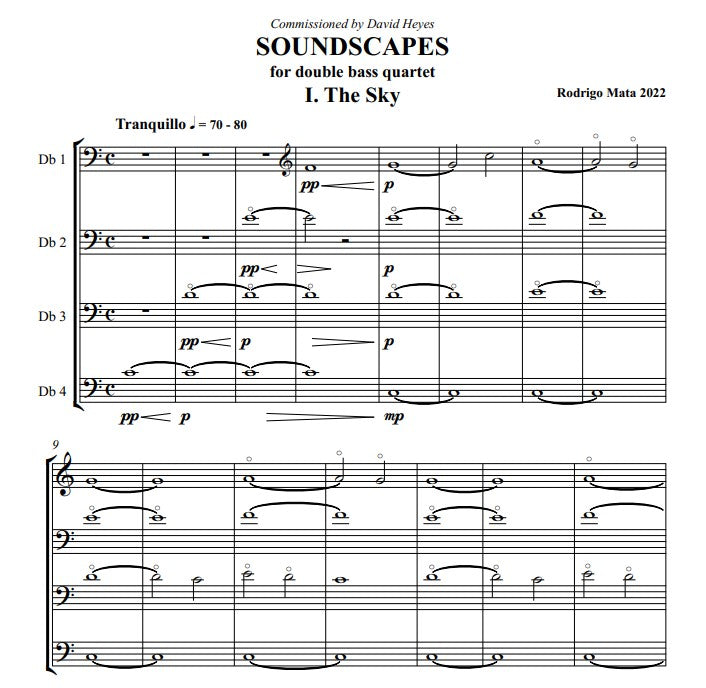 Rodrigo Mata: SOUNDSCAPES for double bass quartet
