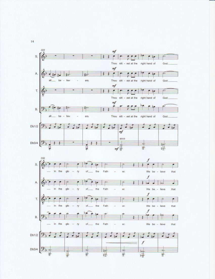 Humphrey Clucas: Te Deum for S.A.T.B. choir & double bass quartet