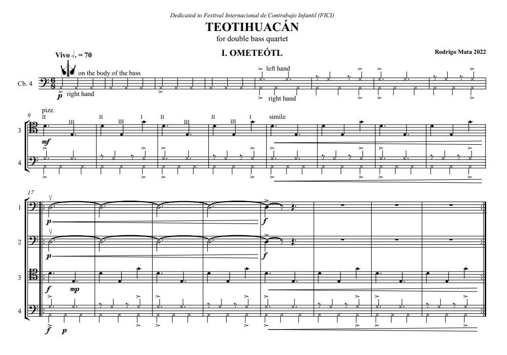 Rodrigo Mata: TEOTIHUACÁN for double bass quartet