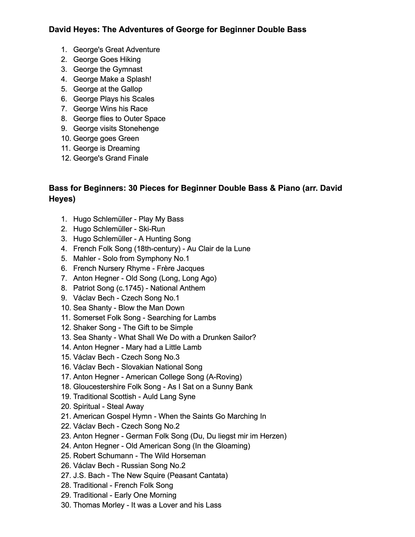 The Beginner Collection for double bass & piano