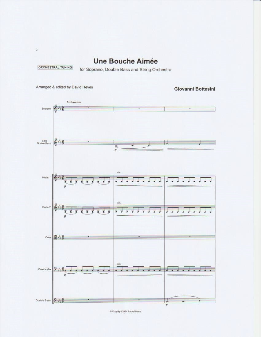 Bottesini: Une Bouche Aimée for soprano, double bass & string orchestra