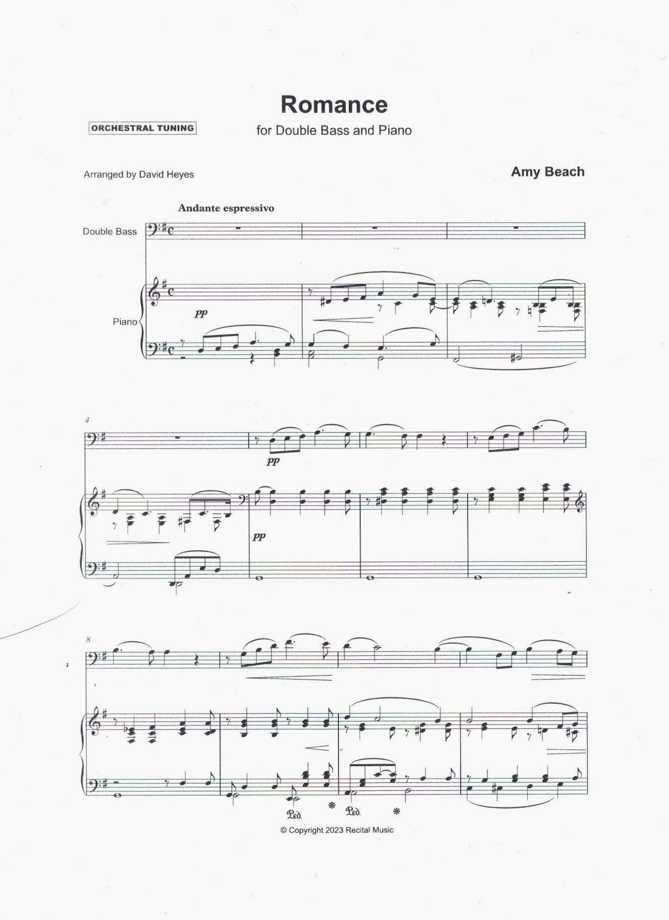 Amy Beach: Romance for double bass and piano (arr. David Heyes)
