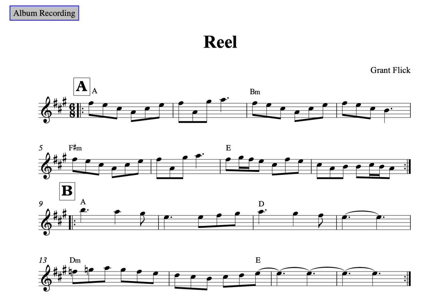 Warren & Flick Tune Book for lead sheets for open instrumentation