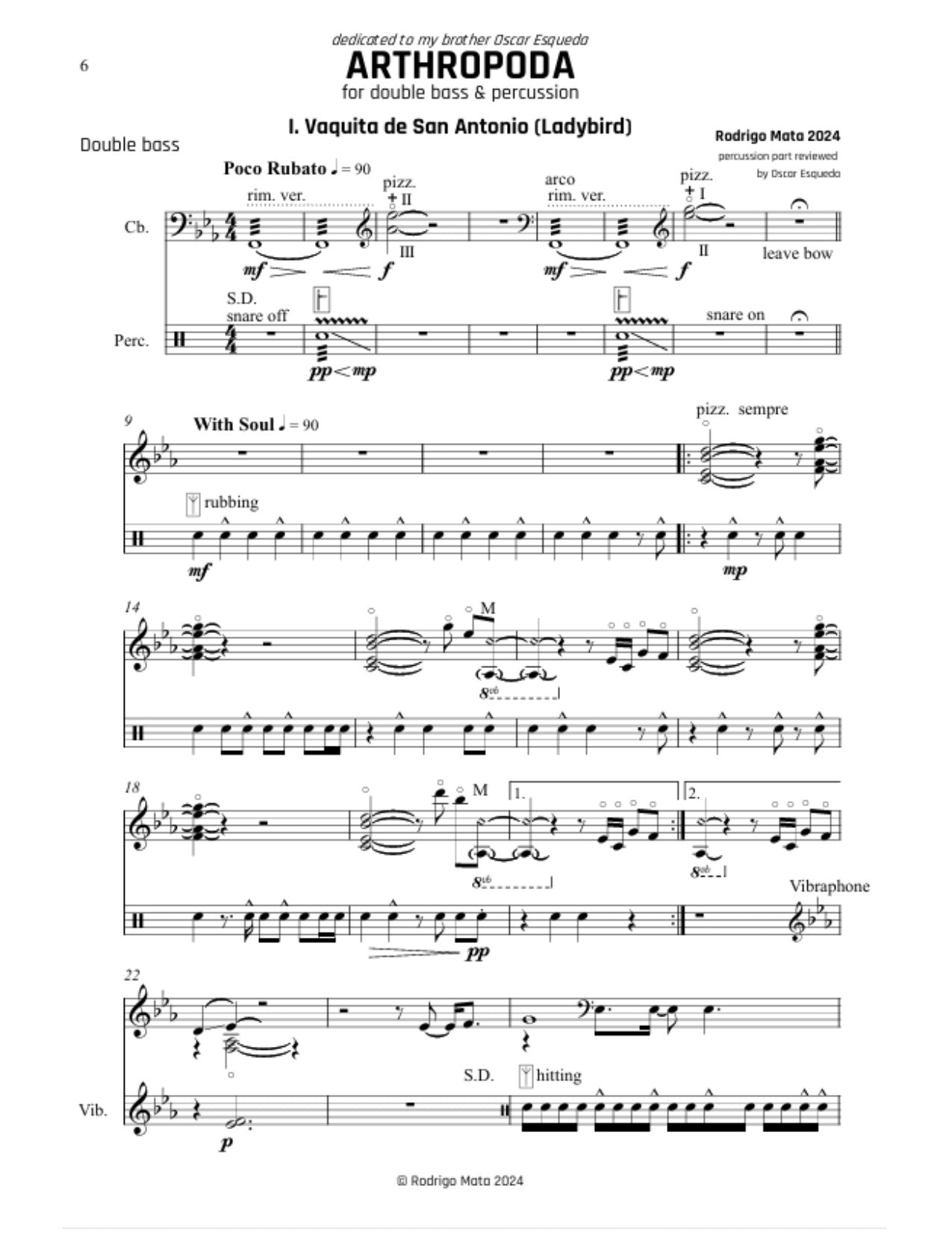 Rodrigo Mata: ARTHROPODA for double bass & percussion