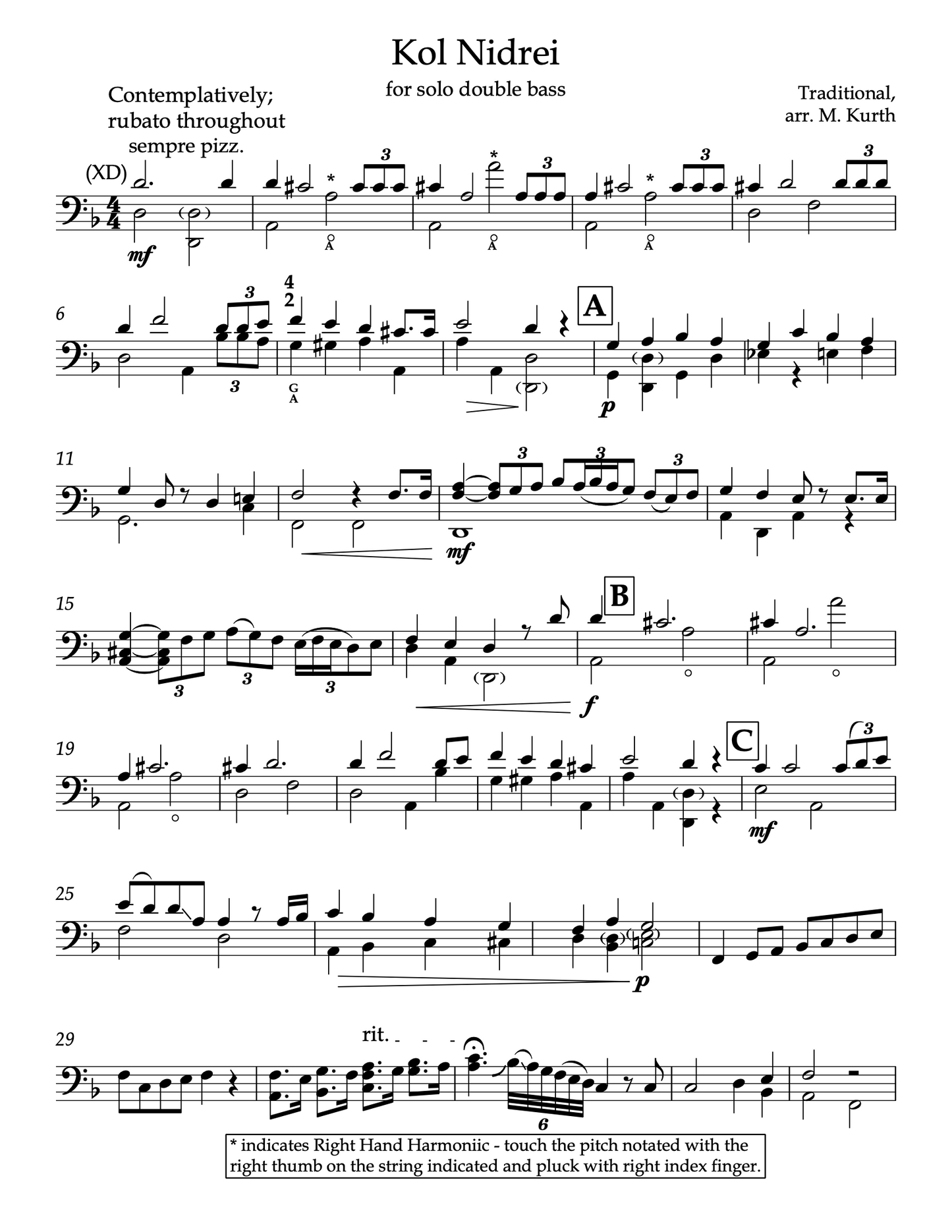 Kol Nidrei for solo double bass (arr. by Kurth)