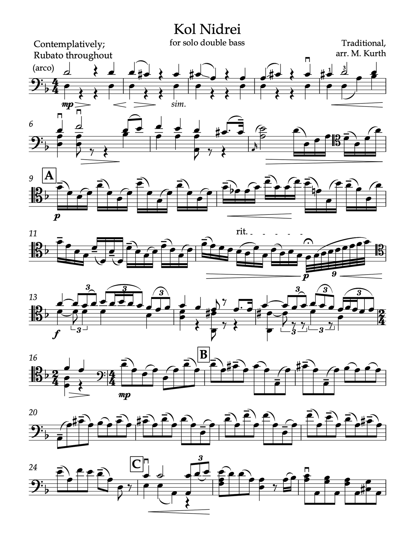 Kol Nidrei for solo double bass (arr. by Kurth)