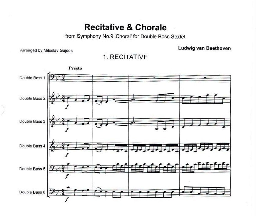 Beethoven: Recitative & Chorale from Symphony No. 9 'Choral' for double bass sextet (arr. by Miloslav Gajdoš)
