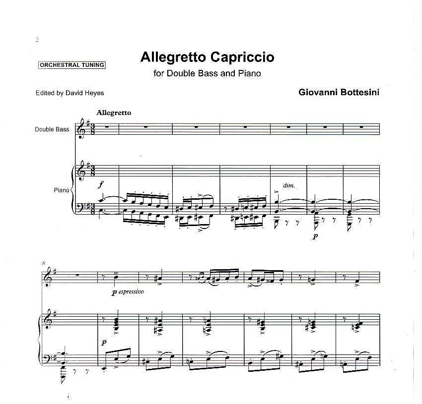 Bottesini: Allegretto Capriccio for double bass & piano (ed. David Heyes)