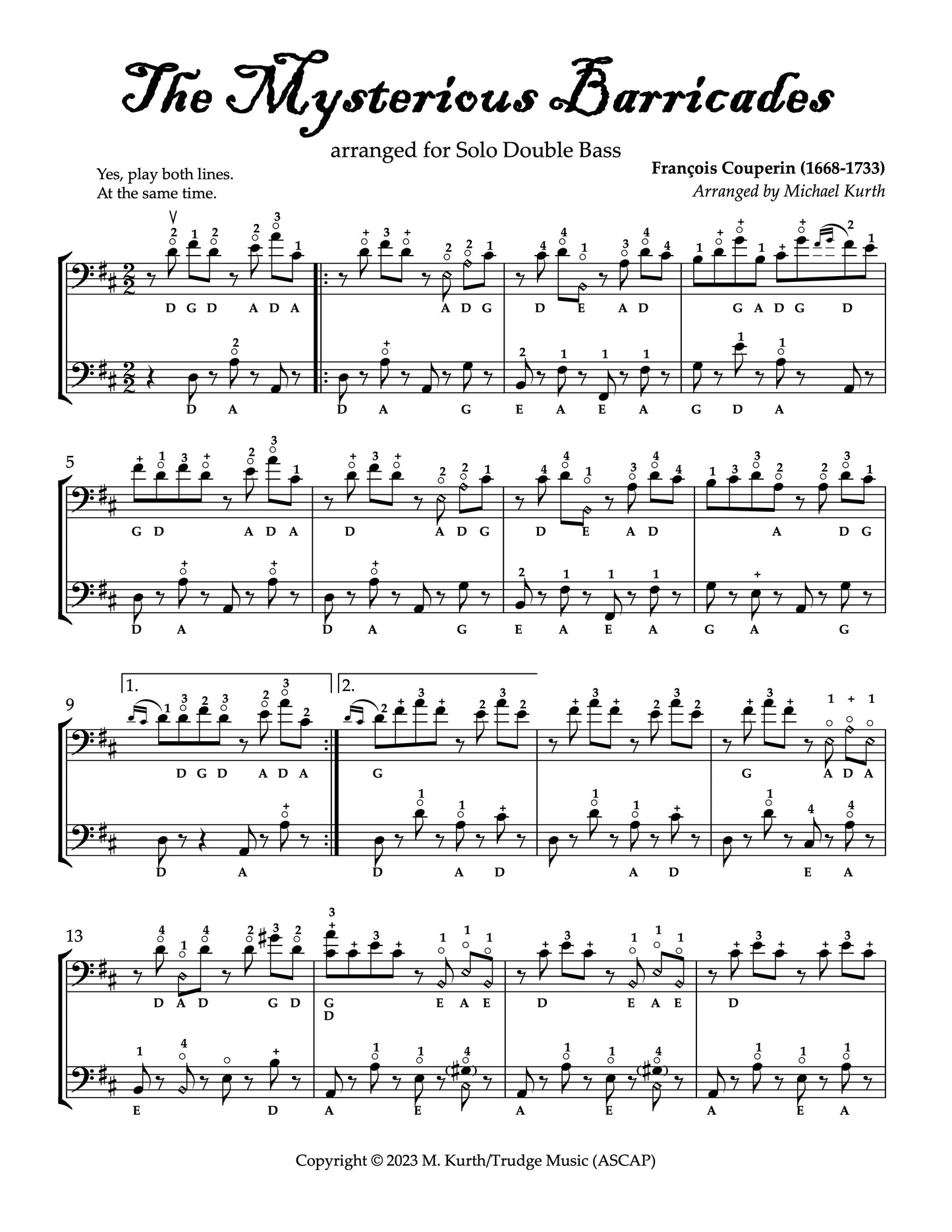 François Couperin: The Mysterious Barricades arranged for solo double bass by Michael Kurth