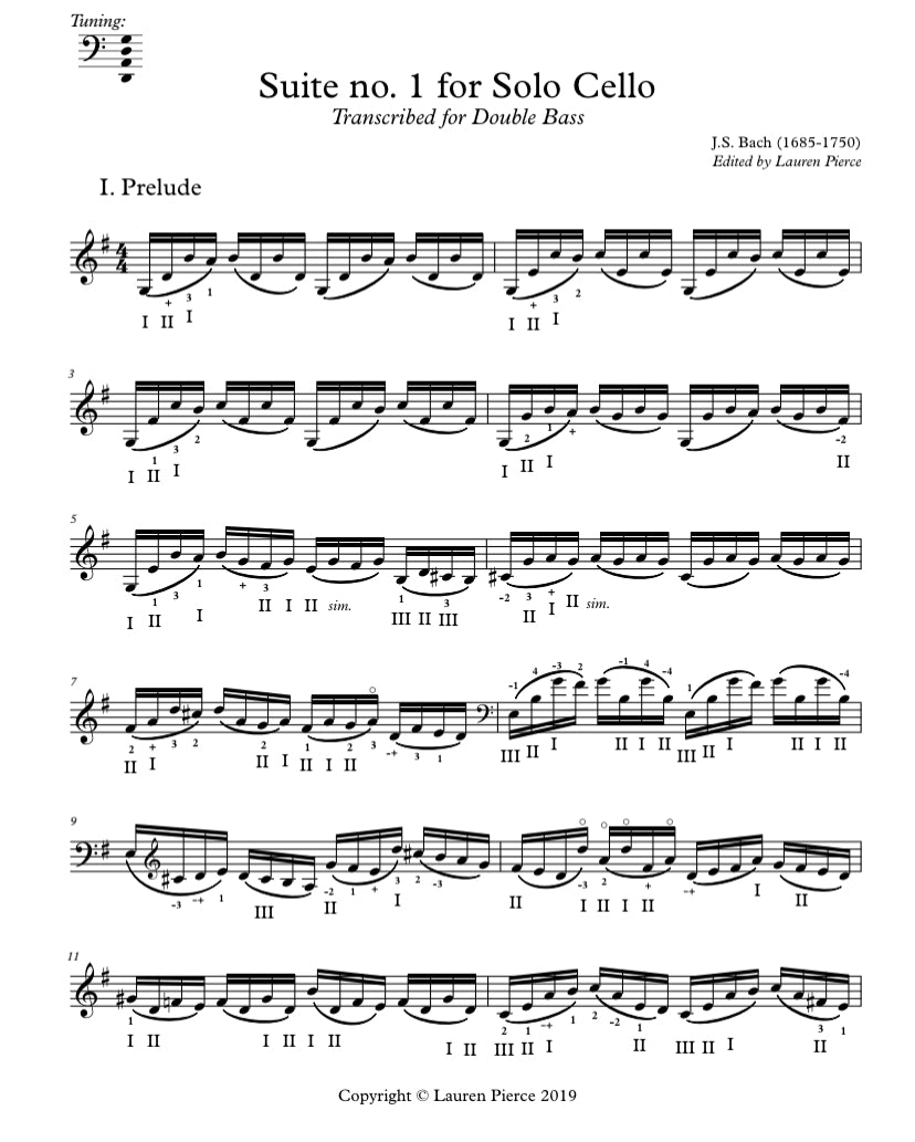 J.S. Bach: Cello Suite No. 1 in G Major (arr. for double bass by Lauren Pierce)