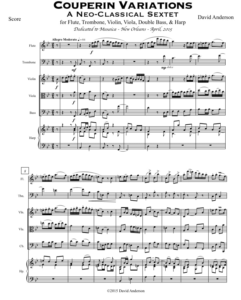 Dave Anderson: “Couperin Variations” - Sextet for Flute, Trombone, Violin, Viola, Double Bass & Harp