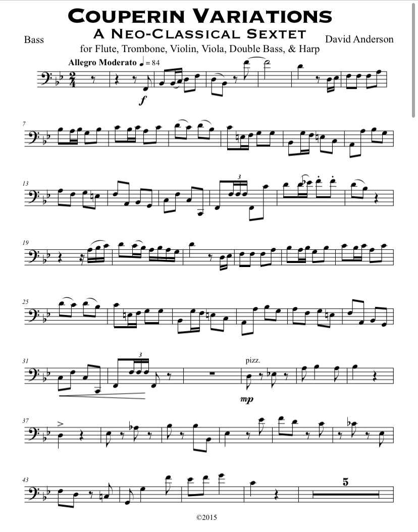 Dave Anderson: “Couperin Variations” - Sextet for Flute, Trombone, Violin, Viola, Double Bass & Harp