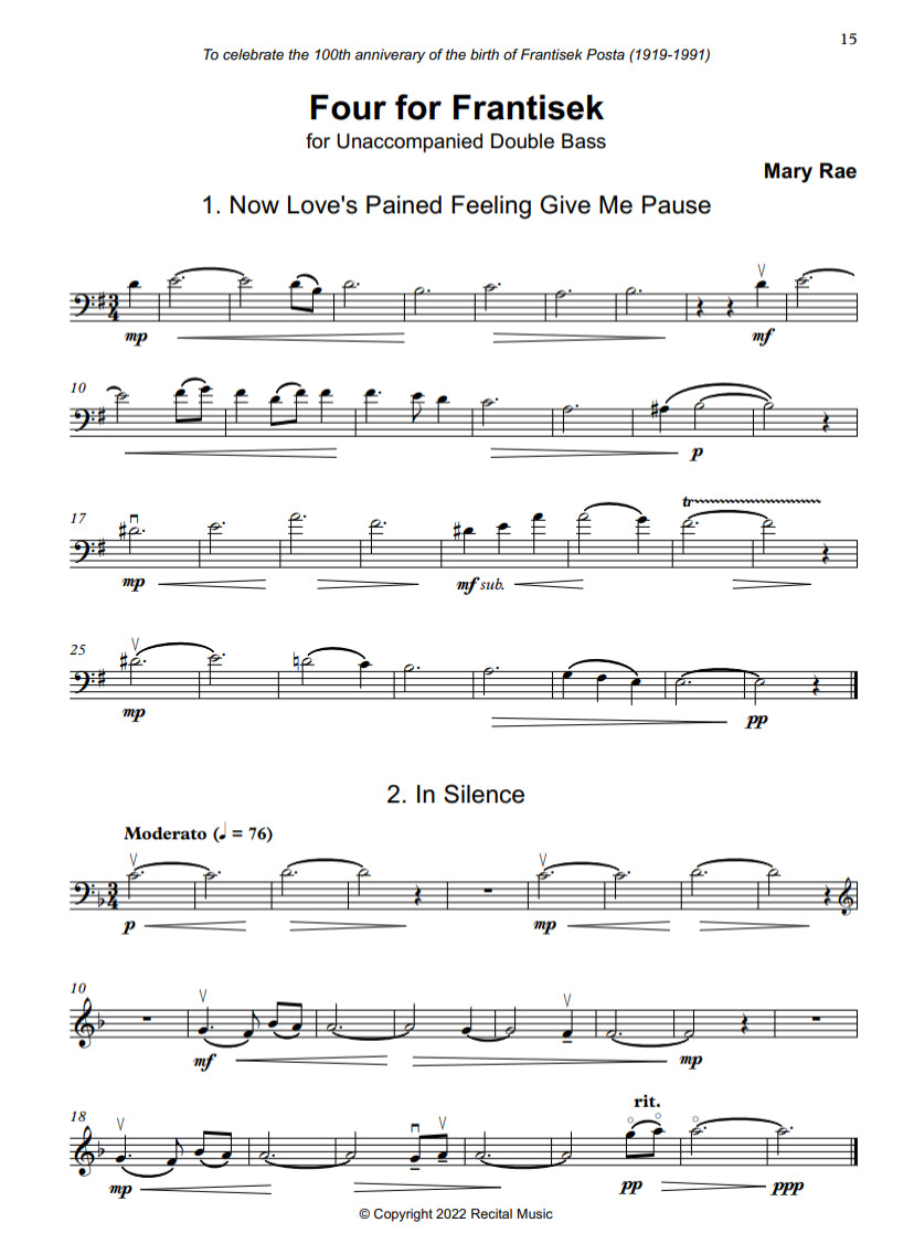 Mary Rae: Celebrations Book 4: 17 pieces for unaccompanied double bass