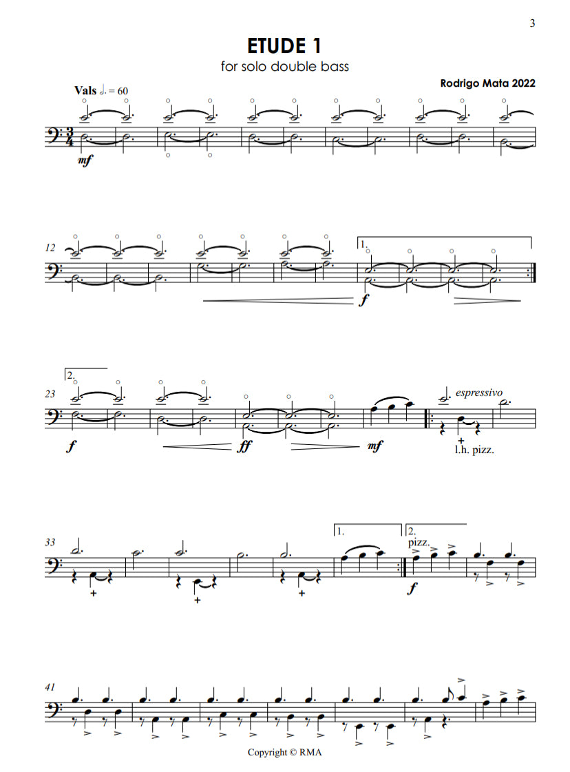 Rodrigo Mata: 6 Etudes for Solo Double Bass