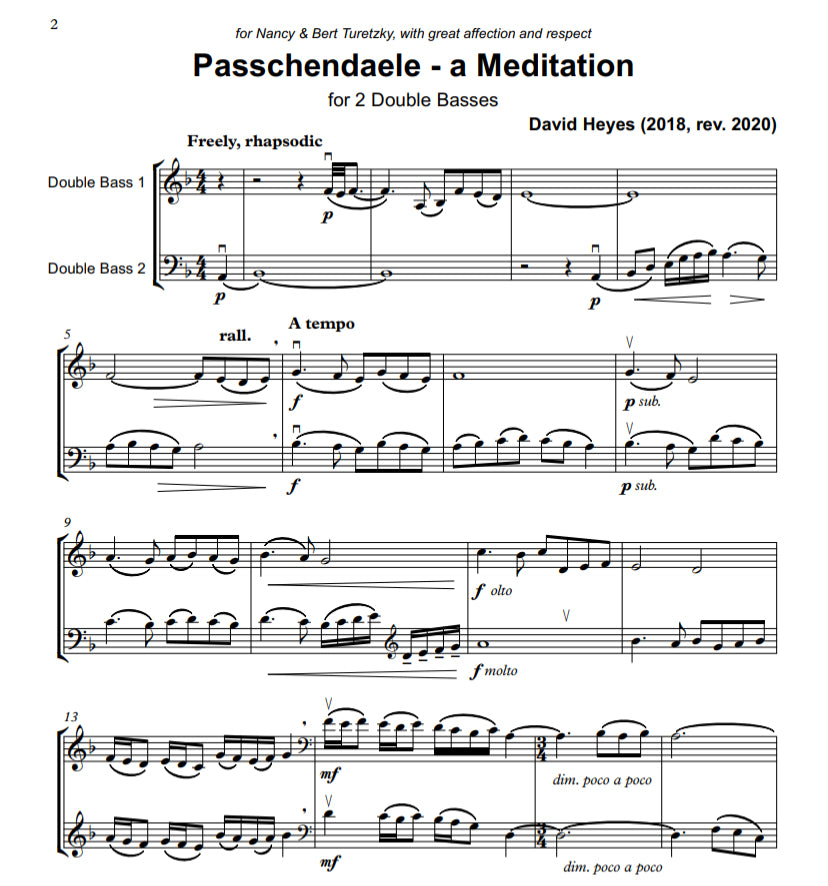 David Heyes: Passchendaele - A Meditation for 2 double basses