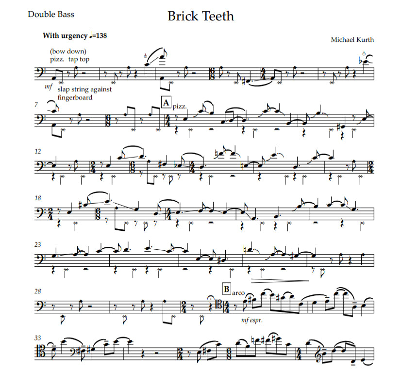 Michael Kurth: Brick Teeth for double bass and piano