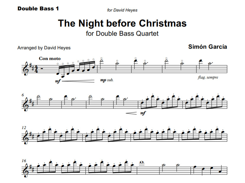 Simón García: The Night before Christmas for double bass & piano