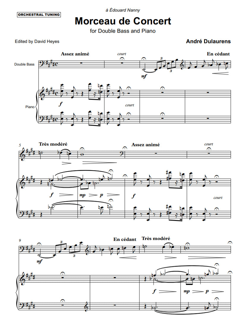 André Dulaurens: Morceau de Concert for double bass & piano