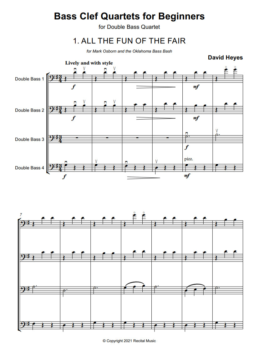 Bass Clef Quartets for Beginners (arranged by David Heyes)