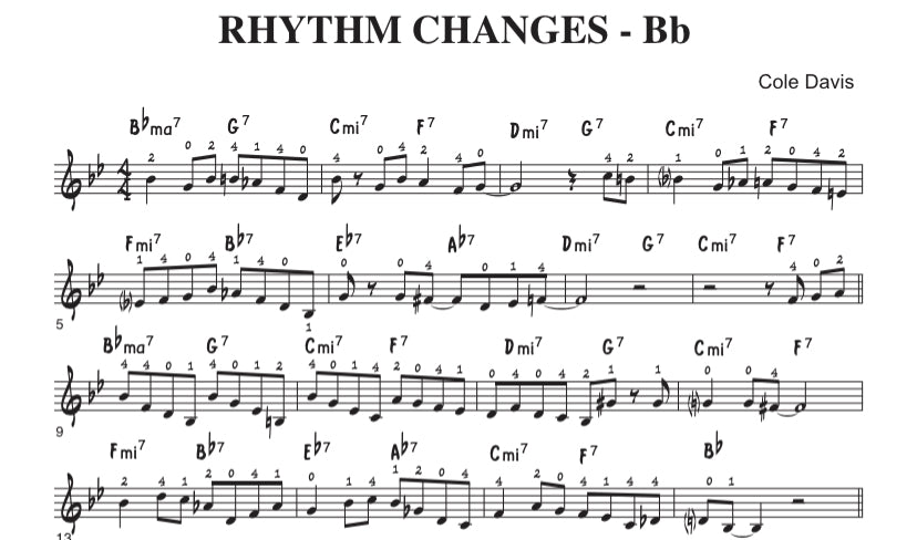 Cole Davis: Rhythm Changes In All 12 Keys (treble clef edition)