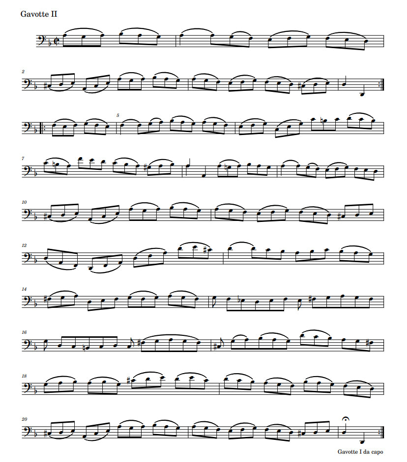 J.S. Bach: Suite No. 5 for Solo Double Bass, BWV 1011, transposed to D and A Minor (Tramontozzi)
