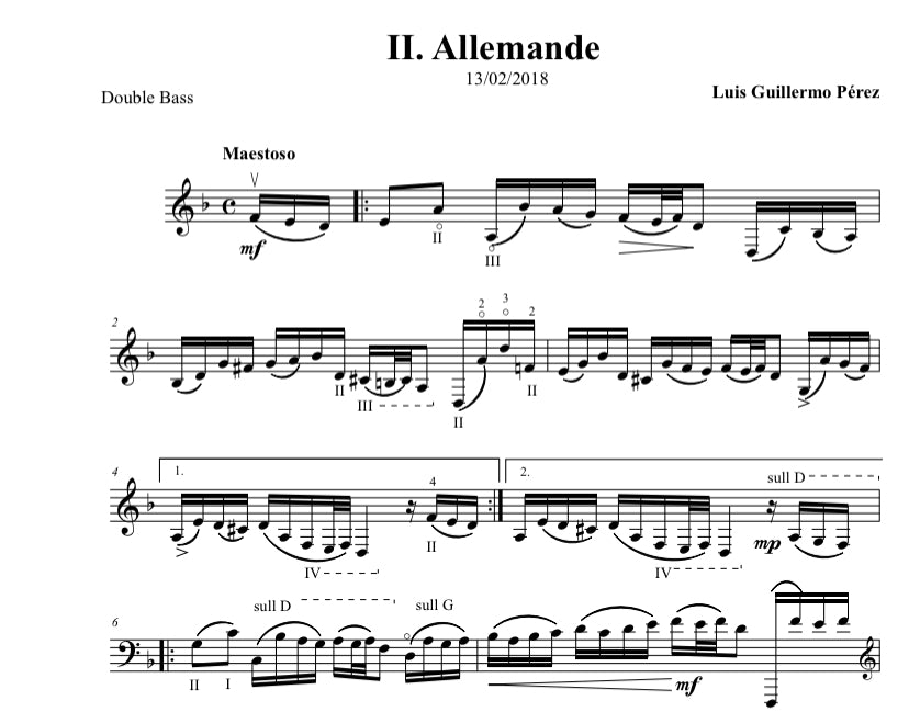 Luis G. Pérez: Suite in Re Minor for solo double bass