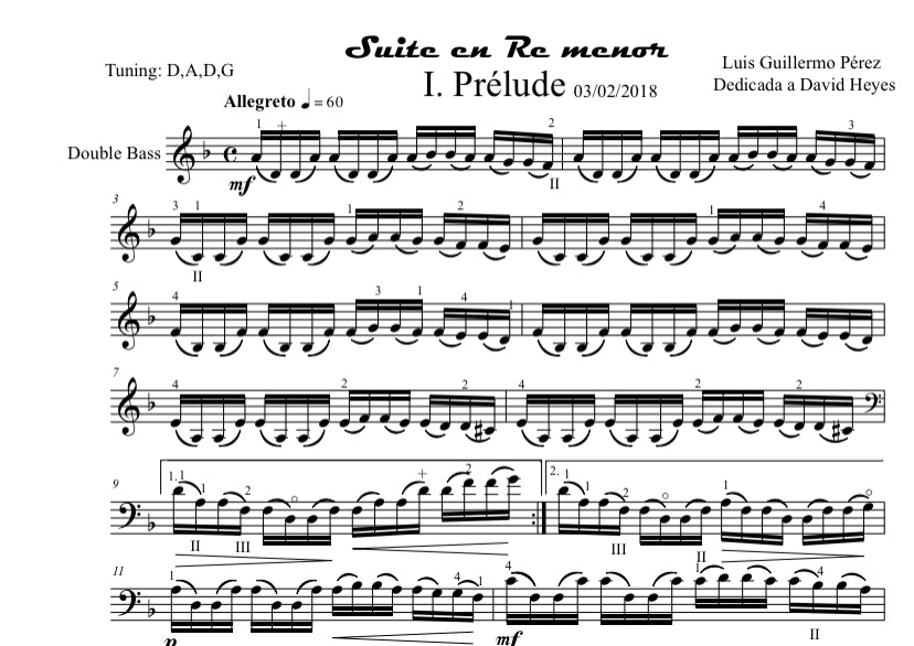 Luis G. Pérez: Suite in Re Minor for solo double bass