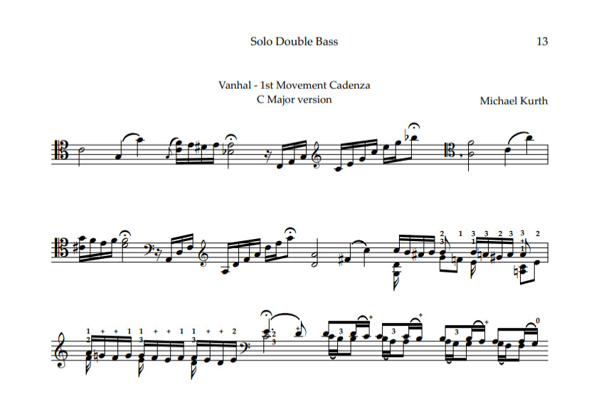 New Cadenzas for Old Concertos for the double bass (Kurth)
