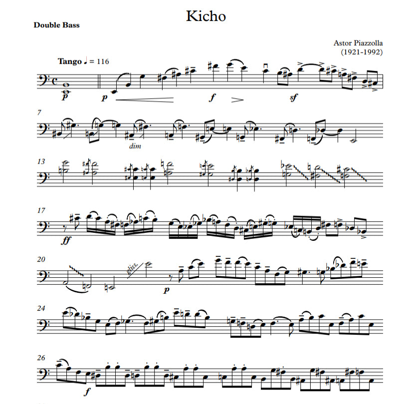Piazzolla: KICHO for String Tango Quintet (Soteldo)