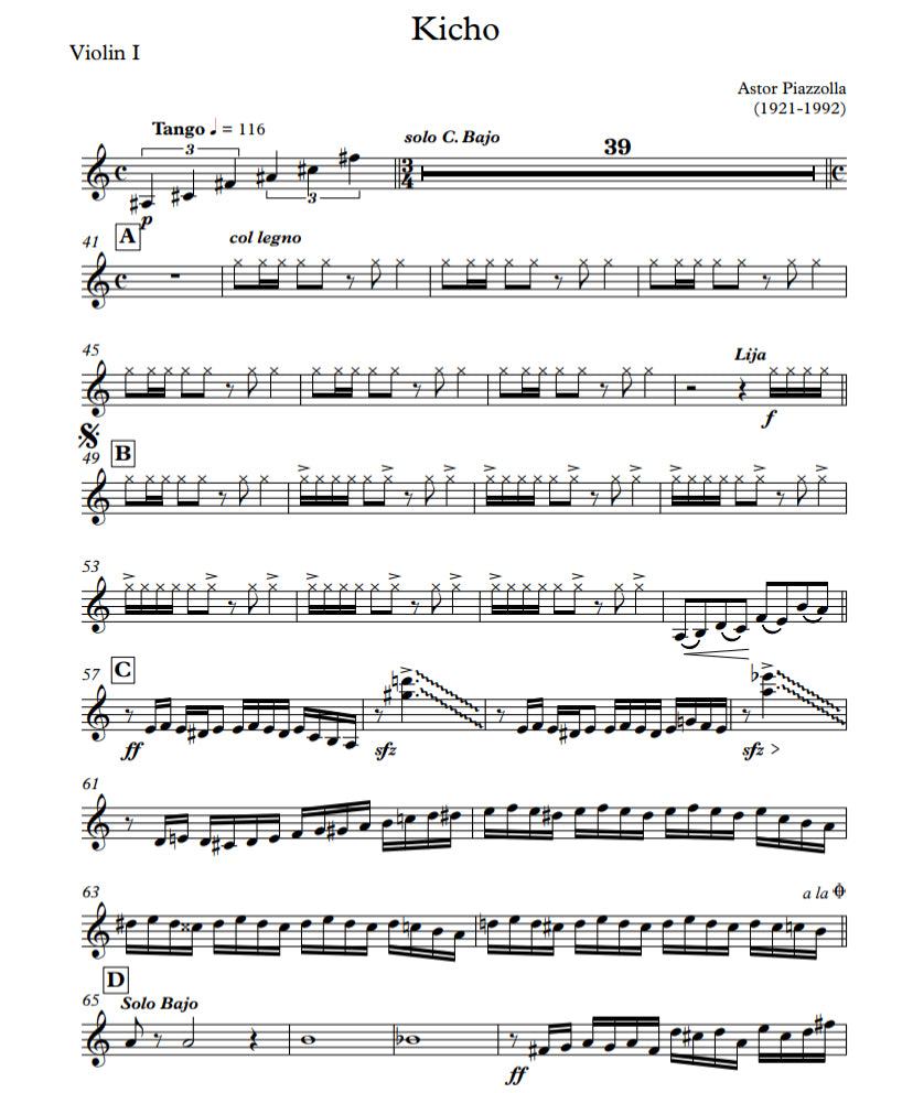 Piazzolla: KICHO for String Tango Quintet (Soteldo)