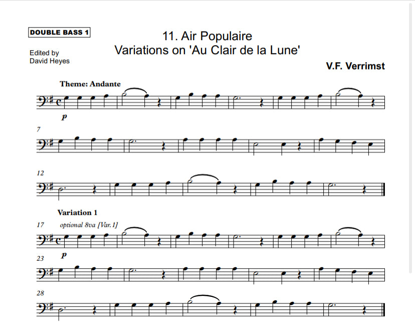 Bass Clef Trios Book 1 for 3 double basses (arranged by David Heyes)