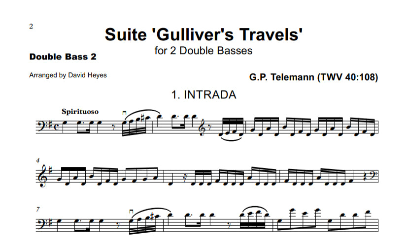 G.P. Telemann: Suite 'Gulliver's Travels' for 2 double basses (arranged by David Heyes)