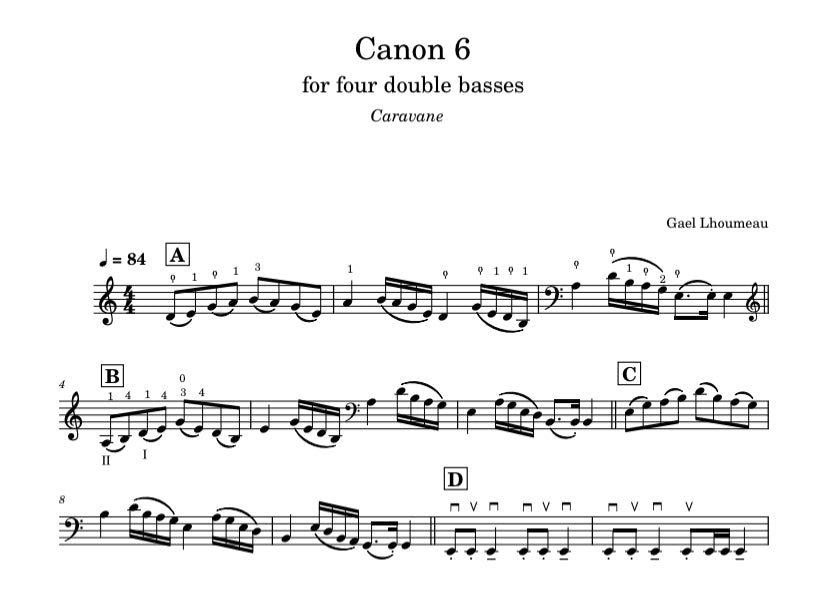 Gael Lhoumeau: 7 Canons for 2, 3, and 4 double basses