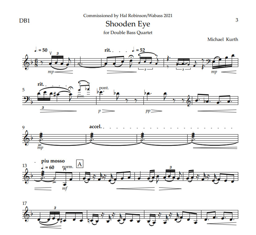 Michael Kurth: Shooden Eye for double bass quartet, trio, and duo