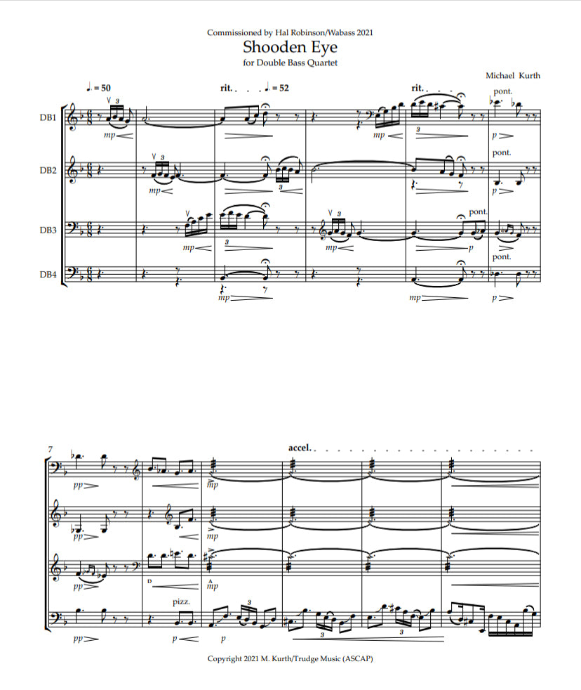 Michael Kurth: Shooden Eye for double bass quartet, trio, and duo
