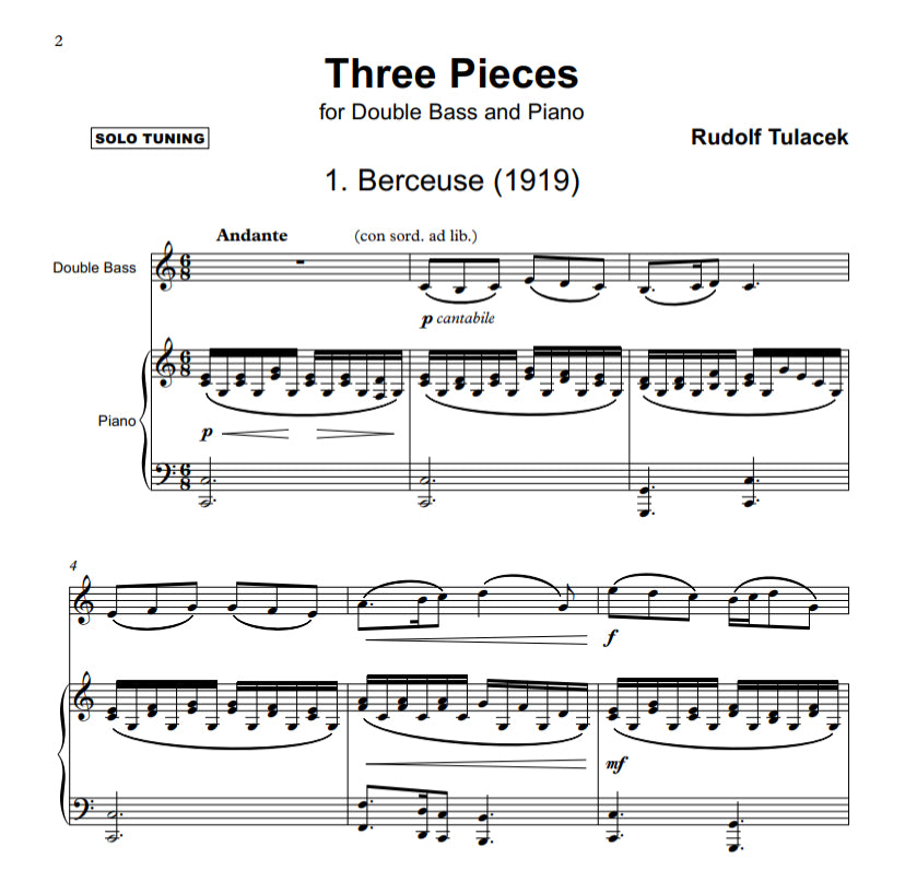 Rudolf Tuláček: Three Pieces for double bass and piano
