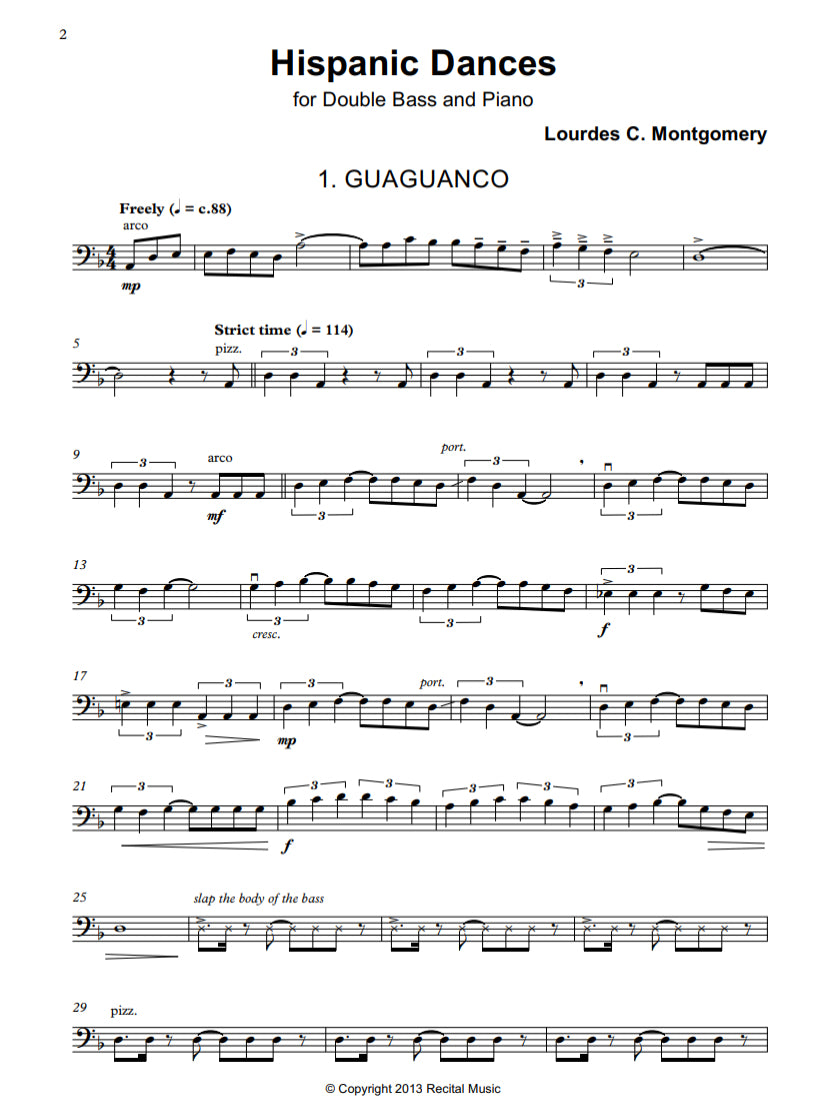 Lourdes C. Montgomery: Hispanic Dances for double bass & piano