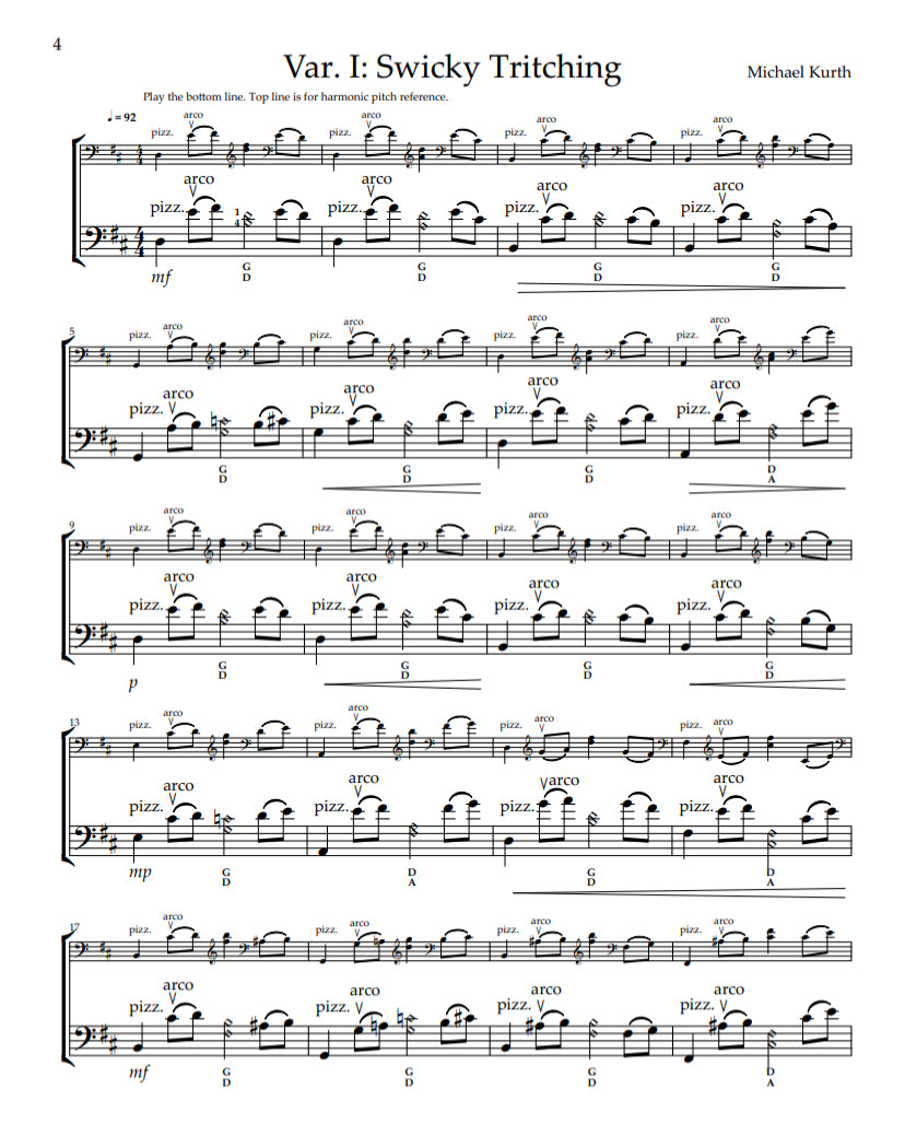 Michael Kurth: Quisky Rickening Theme with Three Variations for solo double bass