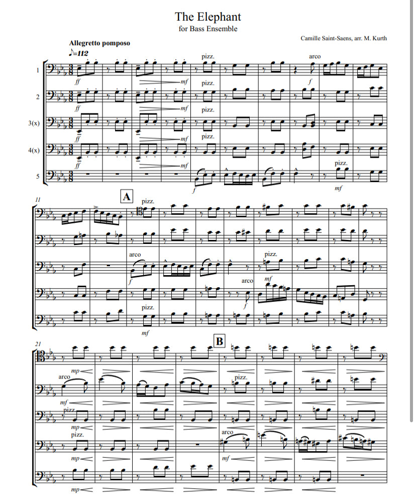 Camille Saint-Saëns: The Elephant for bass ensemble (Michael Kurth)