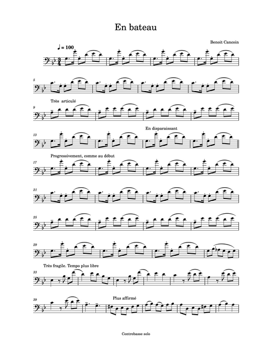 Benoit Cancoin: En bateau for solo double bass